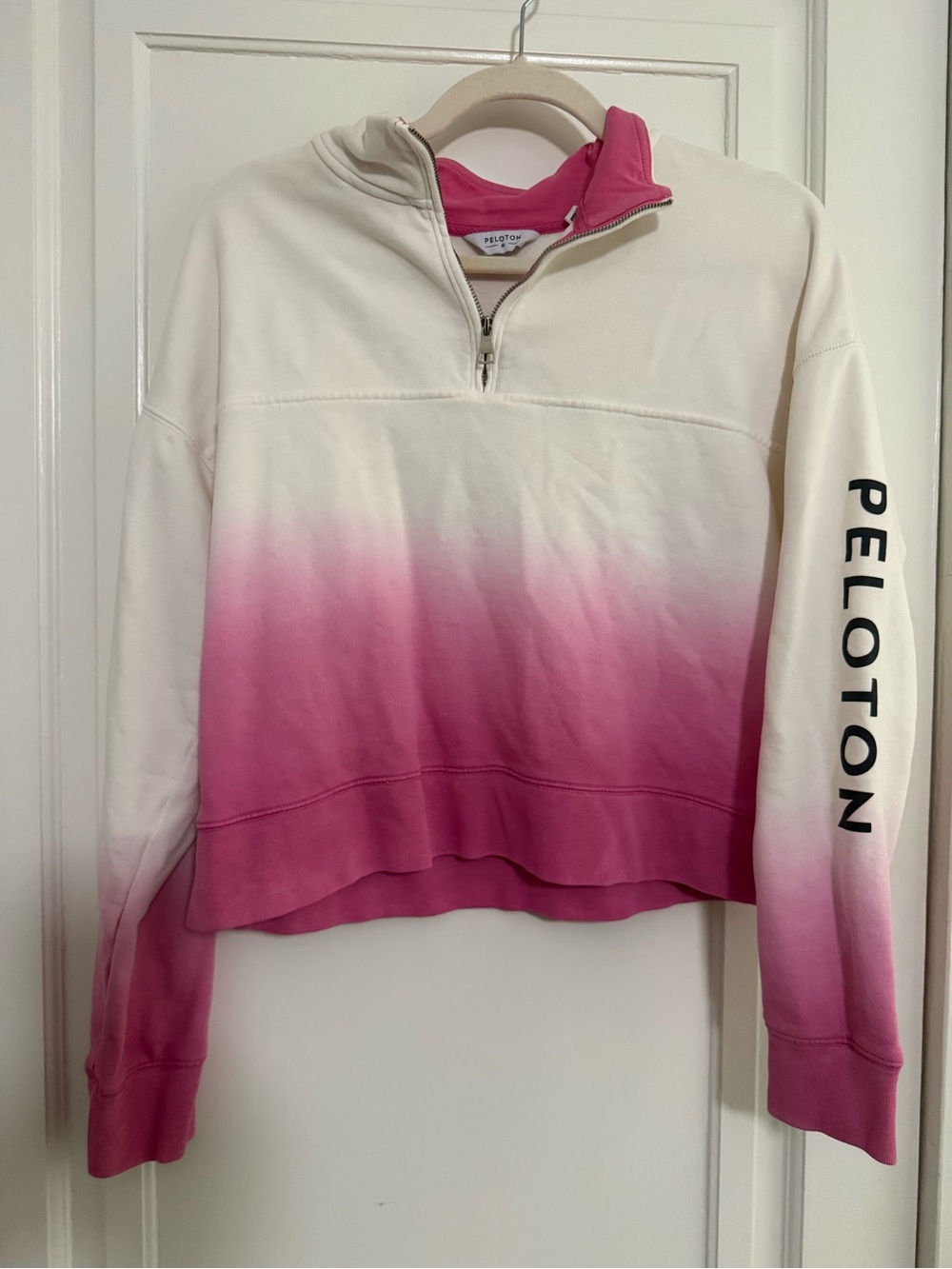 Peloton White to Pink Ombre Quarter-Zip Pullover